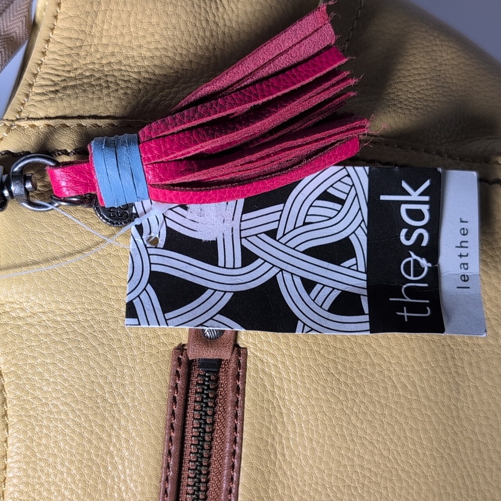 The Sak Kendra Leather Hobo Shoulder Bag Espadrille with Tassel in Sunlight - Picture 2 of 16